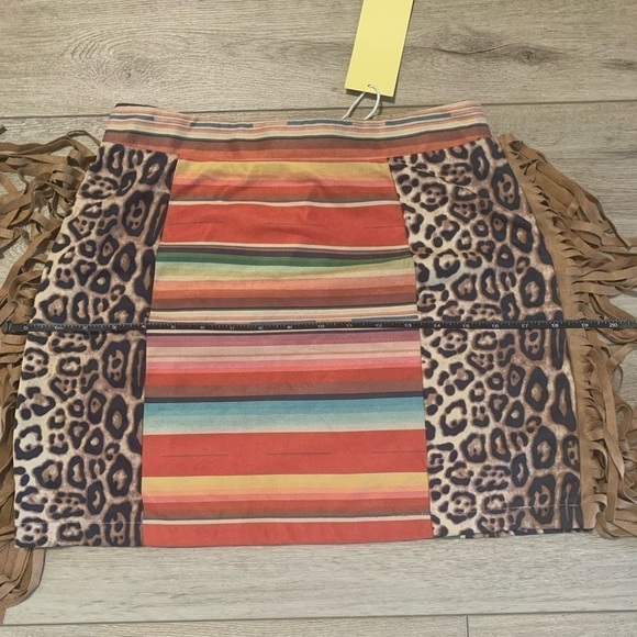 Fashion Express Striped Multicolored Leopard Print Western Mini Skirt - Picture 4 of 9